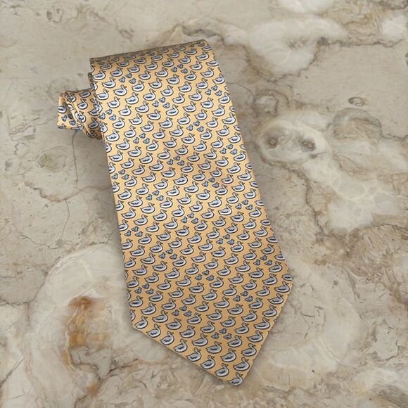 Hermes 100% Silk Duckies Print Tie - Picture 5 of 10
